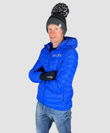 mens blue down jacket