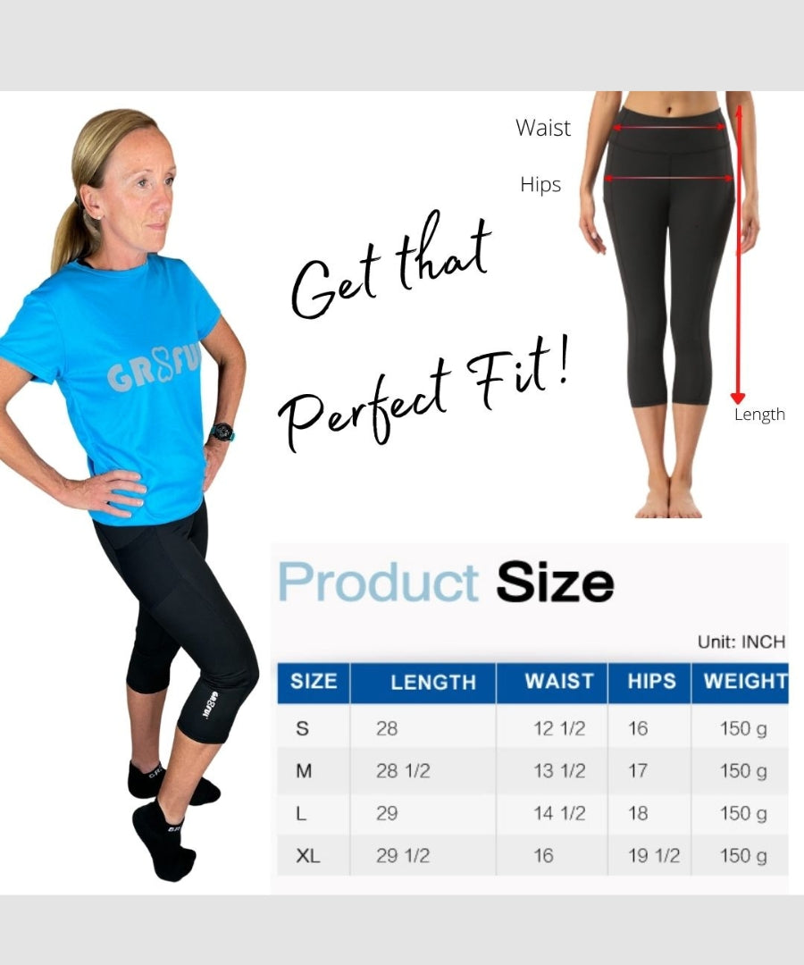Womens capri leggings size guide