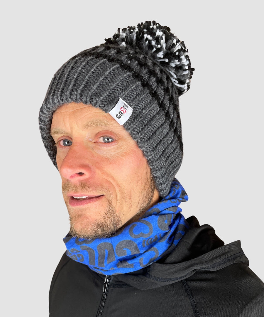 Black and grey big bobble hat by gr8ful