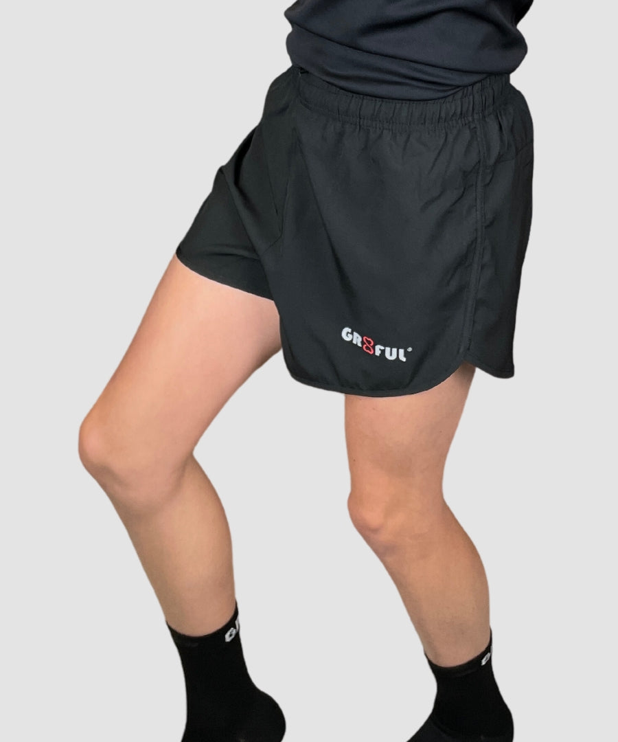 boys black running shorts