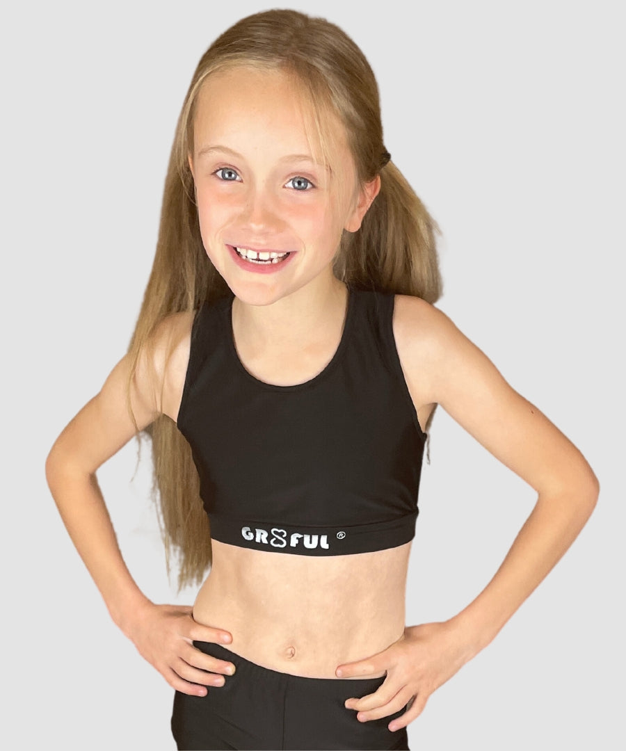 girls black crop top