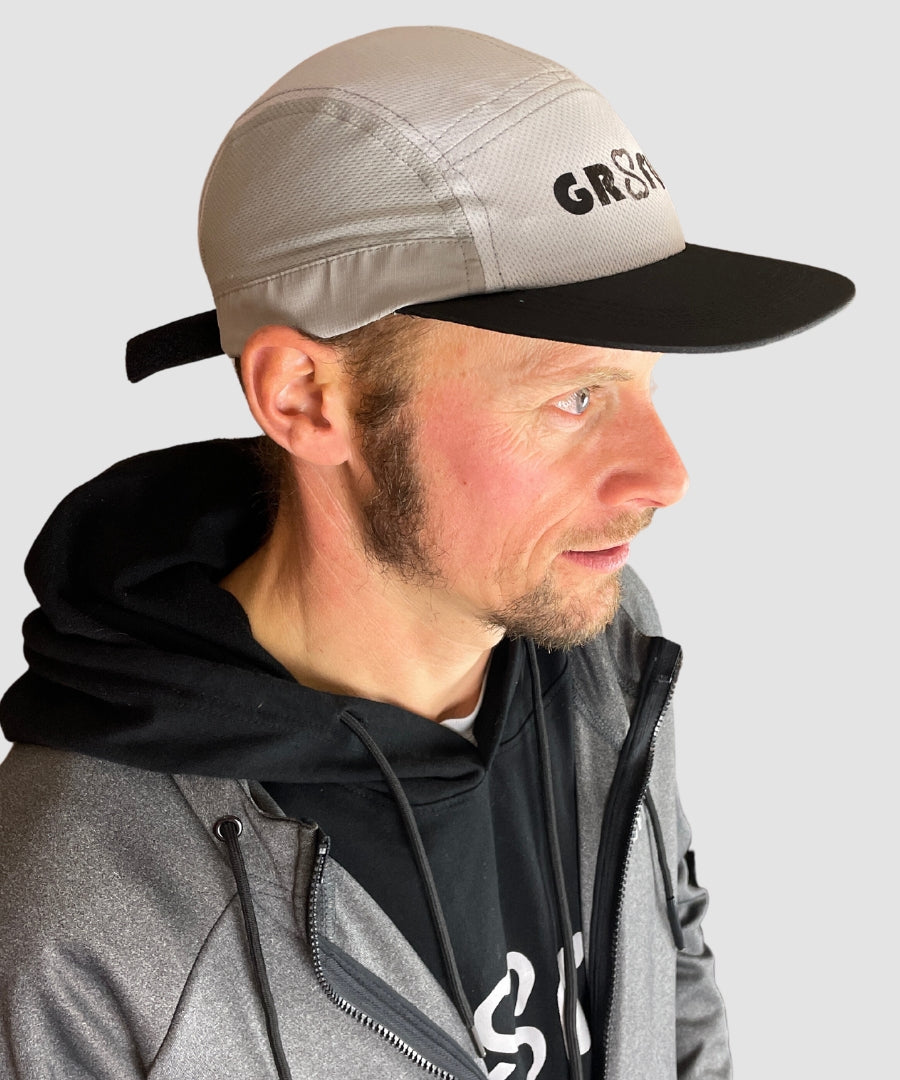 Grey Cap side view with velcro