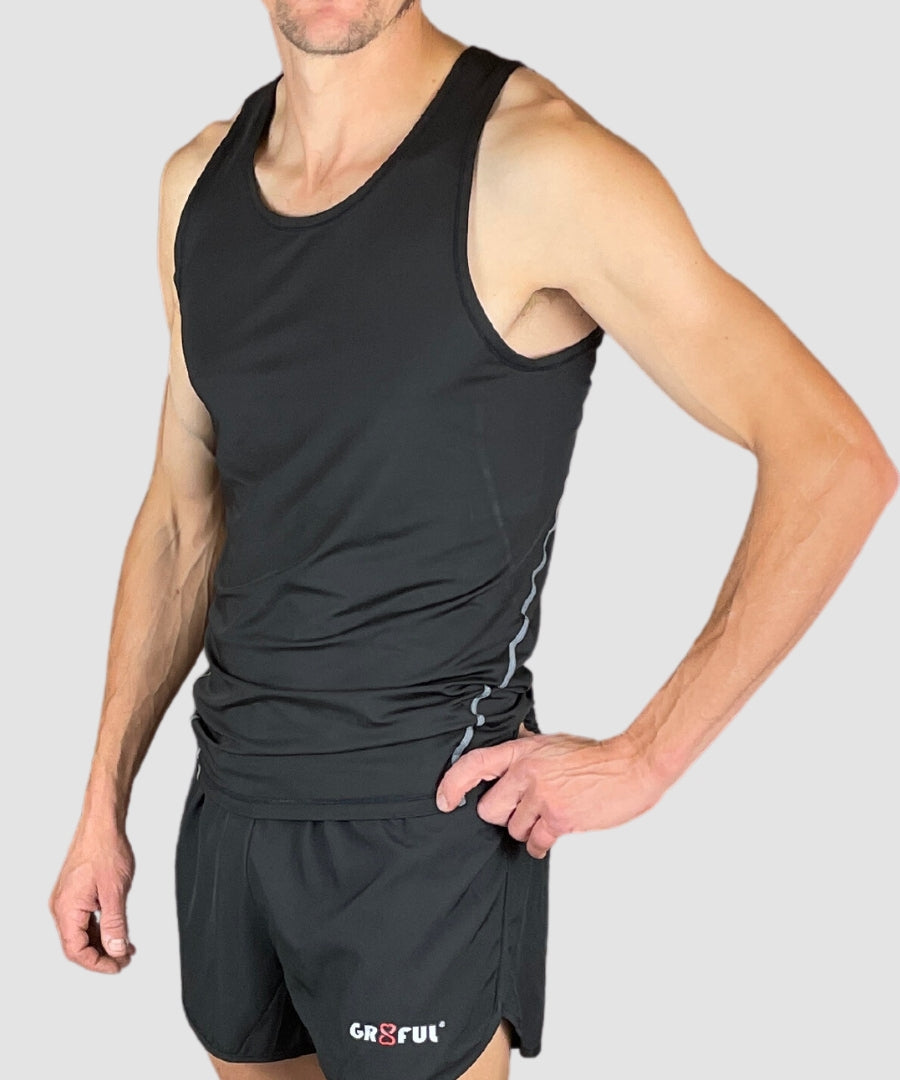 black mens running vest