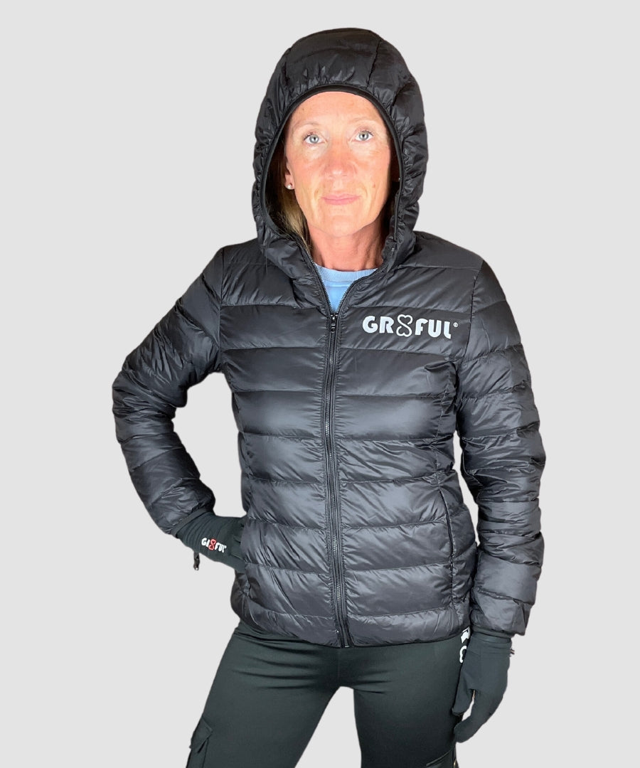 women's black down jacket