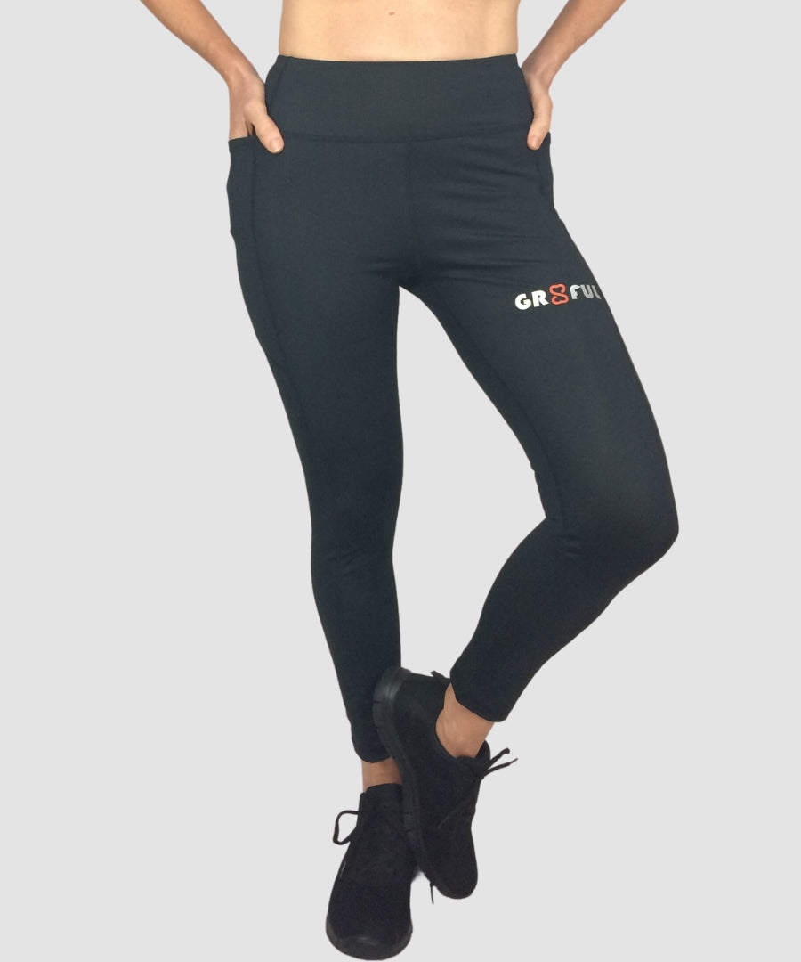 Womens black leggings with side pockets