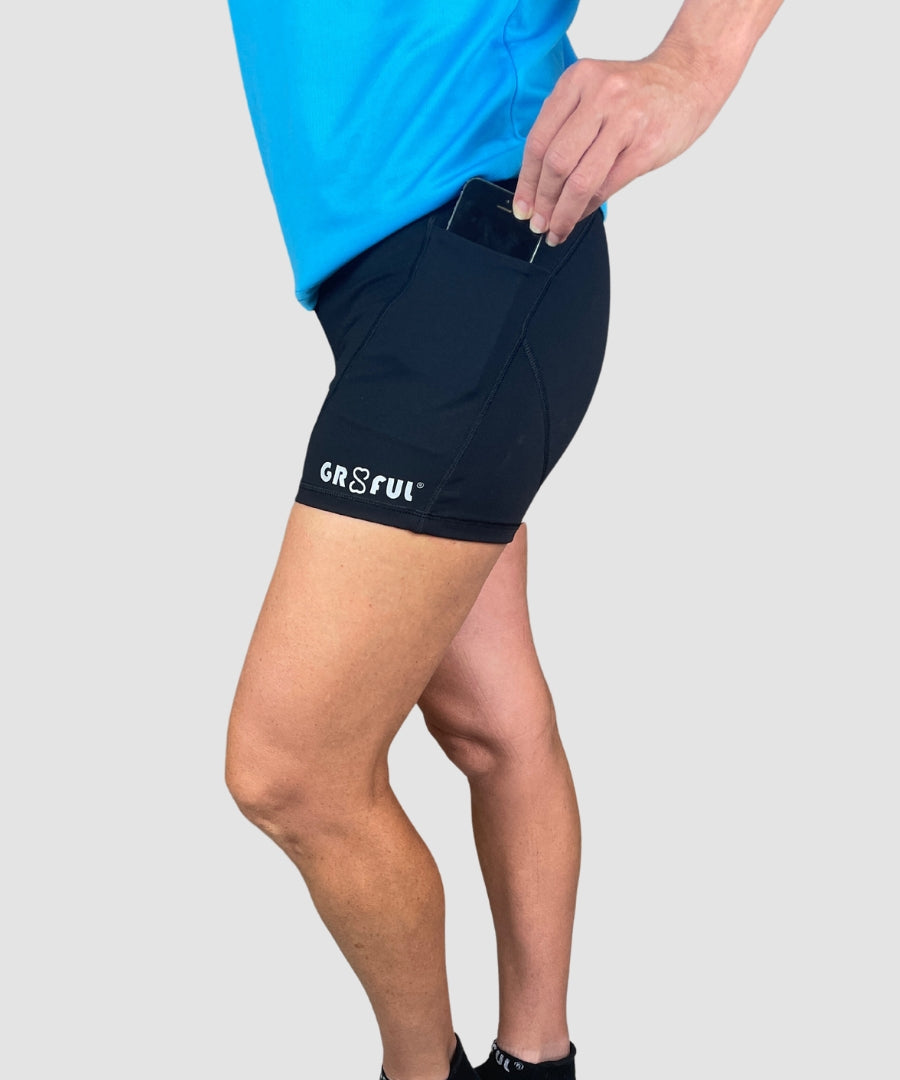 womens black running shorts with pocket